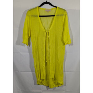Philosophy Yellow Knit Mesh Tie Front Cardigan Large